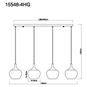 Globo Pendelleuchte Maxy (E27, 40 W, L x B x H: 1 000 x 180 x 1 200 mm, Klar, Kupferfarben, Schwarz, Schwarz-Chrom) | BAUHAUS
