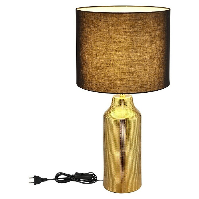 Globo Tischleuchte Elden (60 W, Goldfarben, Schwarz, E27, Ø x H: 305 x 610 mm) | BAUHAUS