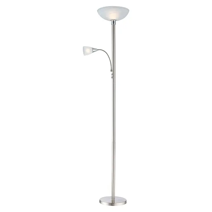 Globo LED-Stehleuchte Blade - 8,8 W, Silber, Warmweiß, Ø x H: 30 x 178 cm - Stehleuchte mit Lesearm in Nickel-matt. Die Lampe spendet mit ihrem warmen Licht ein angenehmes Ambiente im Raum und ist eine ideale Leseleuchte.