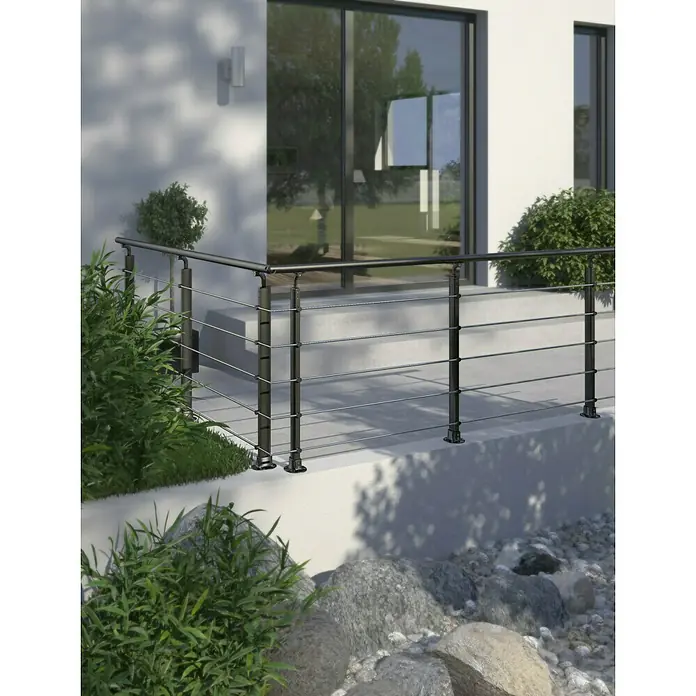 Solid Elements Pieza angular para esquinas de barandillas Sob 410 - Antracita, Acero inoxidable - La moderna construcción de barandas de cable de acero inoxidable ofrece seguridad y un diseño elegante para cualquier espacio exterior.