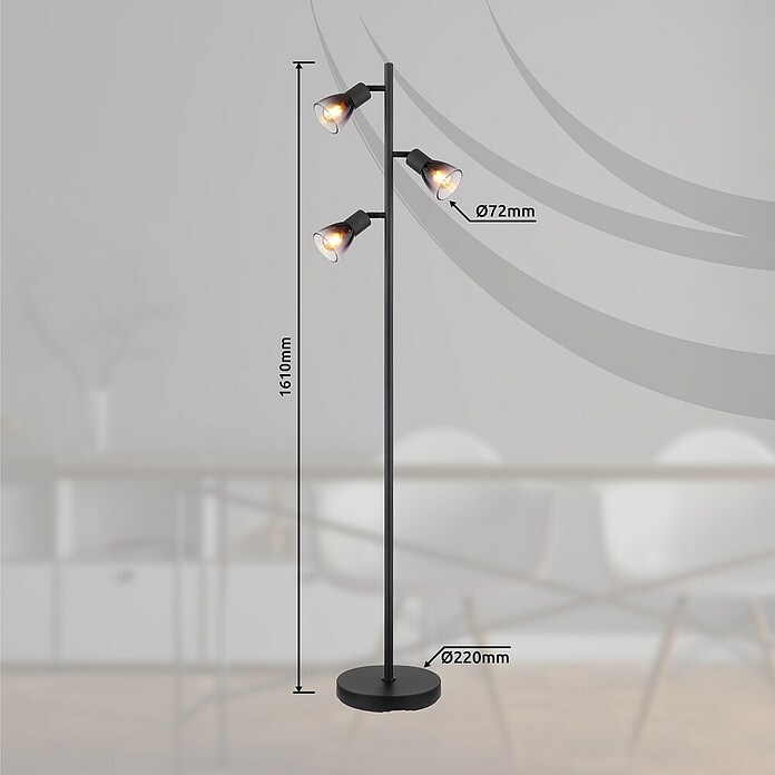 Globo Stehleuchte Satella (25 W, Schwarz, E14, L x B x H: 300 x 220 x 1 610 mm) | BAUHAUS