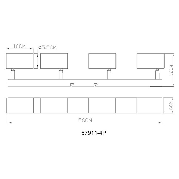 Globo Stropna spot svjetiljka Robby  (35 W, D x Š x V: 560 x 100 x 120 mm, GU10) | BAUHAUS