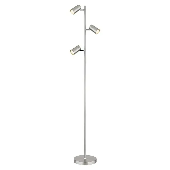 Globo Stehleuchte Robby - Silber, L x B x H: 250 x 230 x 1.540 mm - Elegante Stehlampe mit drei verstellbaren Strahlern. Perfekt für gezielte Beleuchtung in jedem Raum, stilvoll und funktional.