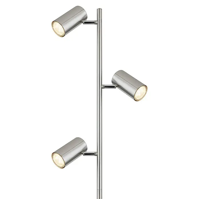 Globo Stehleuchte Robby - Silber, L x B x H: 250 x 230 x 1.540 mm - Moderne Stehlampe mit drei verstellbaren Strahlern. Das elegante Design sorgt für flexible Beleuchtungslösungen im Raum.