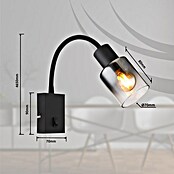 Globo Wandstrahler Hubertus (40 W, Klar, Rauchfarben, Schwarz, E14, B x H: 70 x 465 mm) | BAUHAUS