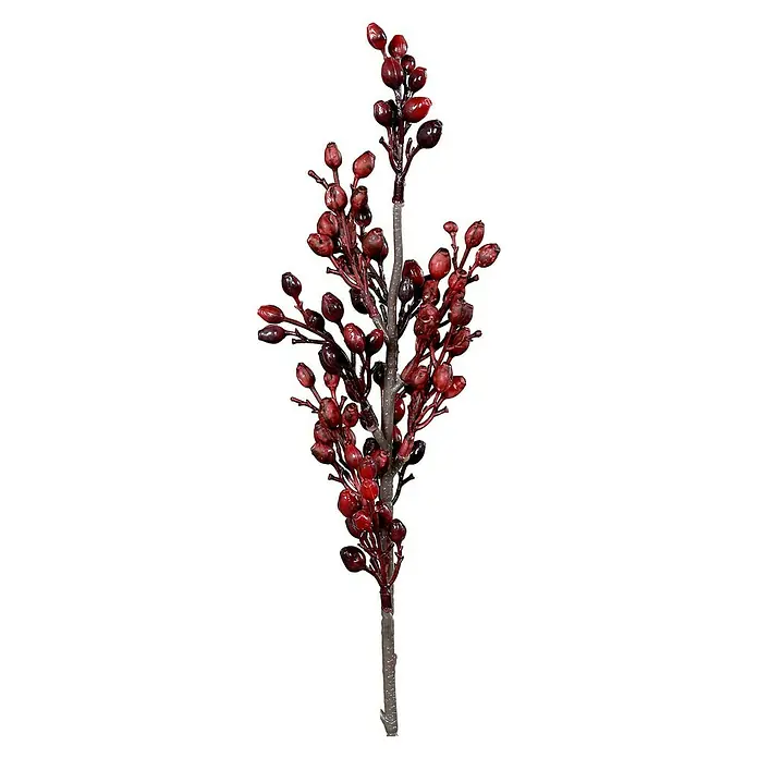 Kunstpflanze Beerenpick - Höhe: 47 cm, Kunststoff - Ein detailreicher Kunstzweig mit roten Beeren, ideal für herbstliche Dekorationen und florale Arrangements.