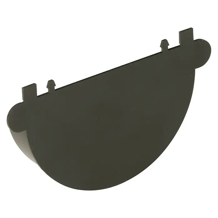 Dakota Pieza final de canalón - Anchura nominal: 125 mm, Plástico, Marrón - Primer plano de un tapón de extremo de canalón oscuro, diseñado para sellar los extremos de los canalones mientras proporciona un aspecto acabado.