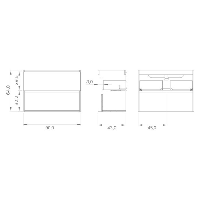 Mueble de lavabo Open (L x An x Al: 43 x 90 x 64 cm, Beige, Madera auténtica) | BAUHAUS