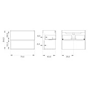 Mueble de lavabo Open (L x An x Al: 43 x 70 x 64 cm, Blanco seda, Madera auténtica) | BAUHAUS