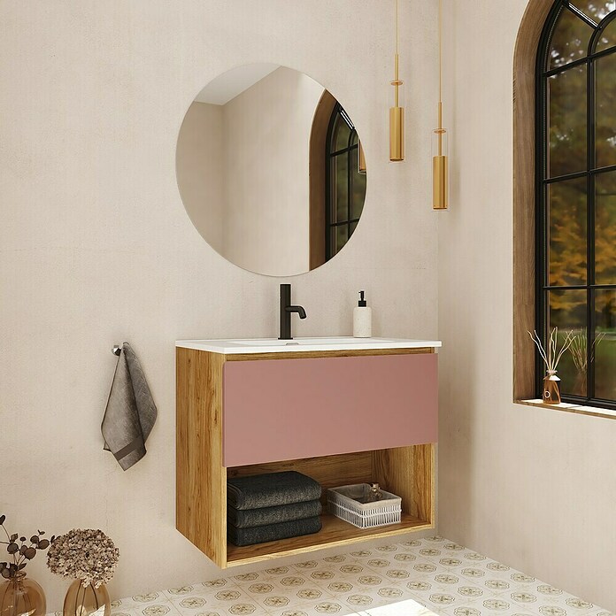 Mueble de lavabo Open (L x An x Al: 43 x 60 x 64 cm, Rosa, Madera auténtica) | BAUHAUS