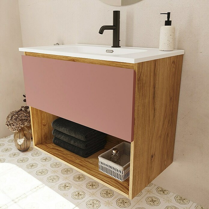 Mueble de lavabo Open (L x An x Al: 43 x 60 x 64 cm, Rosa, Madera auténtica) | BAUHAUS