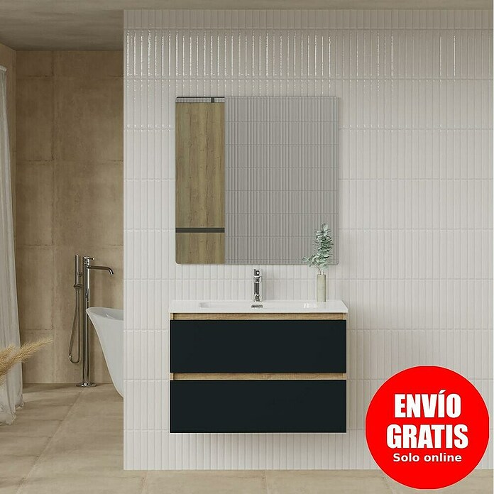 Artysan Conjunto de mueble de baño Funk (Ancho: 70 cm, Nature/Negro, 3 pzs.) | BAUHAUS