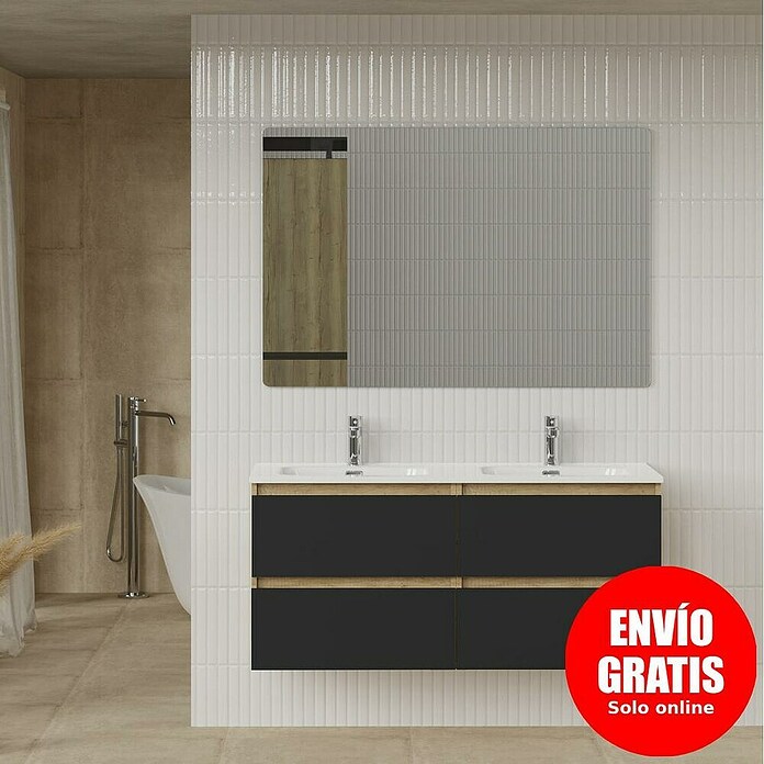 Artysan Conjunto de mueble de baño Funk (Ancho: 120 cm, Nature/Negro, 3 pzs.) | BAUHAUS