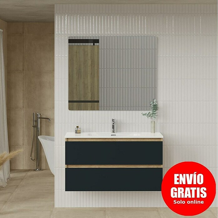 Artysan Conjunto de mueble de baño Funk (Ancho: 100 cm, Nature/Negro, 3 pzs.) | BAUHAUS