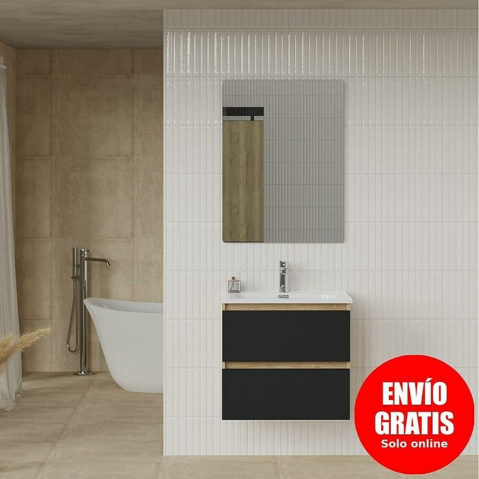 Artysan Conjunto de mueble de baño Funk (Ancho: 60 cm, Nature/Negro, 3 pzs.) | BAUHAUS