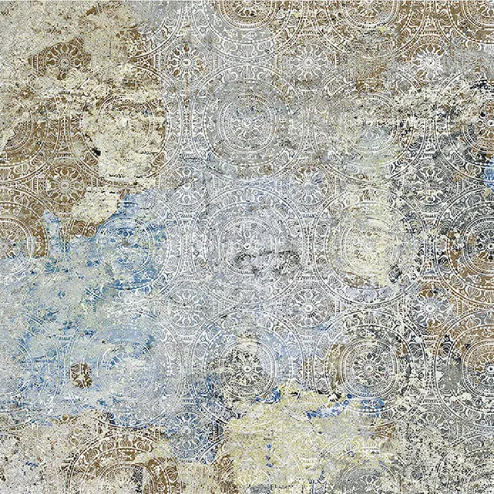 Feinsteinzeugfliese Carpet Natural - 50 x 100 cm, Vestige, Matt - Abstrakte Wandfliese mit orientalischem Muster in Beige-, Blau- und Grautönen für eine einzigartige Raumgestaltung.