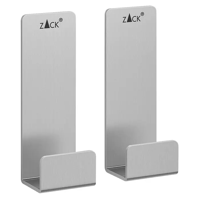 Zack Handtuchhaken Potes - Silber, Matt, Breite: 2,5 cm - Zwei ZACK Wandhaken aus gebürstetem Edelstahl für Handtücher oder Bademäntel, stilvoll und modern für jedes Badezimmer.