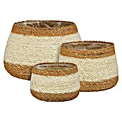 Maceta con interior de plástico Cornelia (Dimensiones externas (Ø x Al): 28 x 18 cm, Materiales naturales, Blanco/Natural) | BAUHAUS