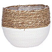 Maceta con interior de plástico Jorck (Dimensiones externas (Ø x Al): 26 x 24 cm, Materiales naturales, Blanco/Natural) | BAUHAUS