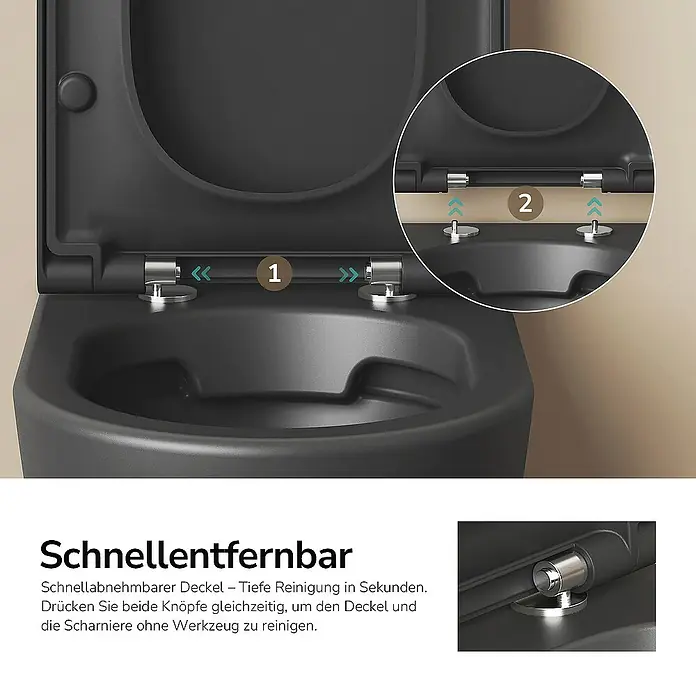 Emke Wand-WC Vero - Spülrandlos, Mit schmutzabweisender Glasur, Schwarz