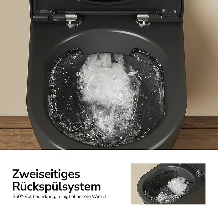Emke Wand-WC Vero - Spülrandlos, Mit schmutzabweisender Glasur, Schwarz