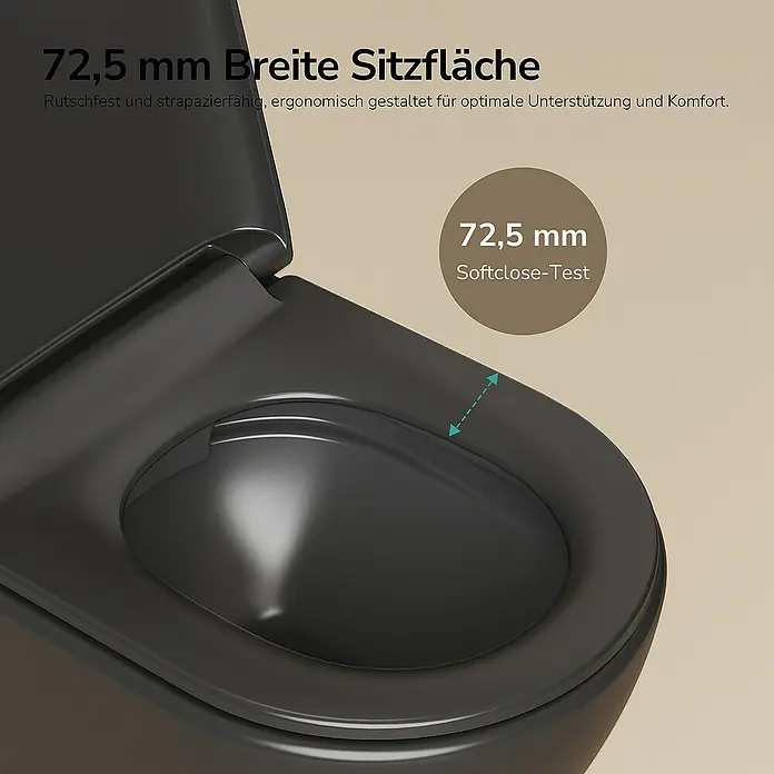 Emke Wand-WC Vero - Spülrandlos, Mit schmutzabweisender Glasur, Schwarz