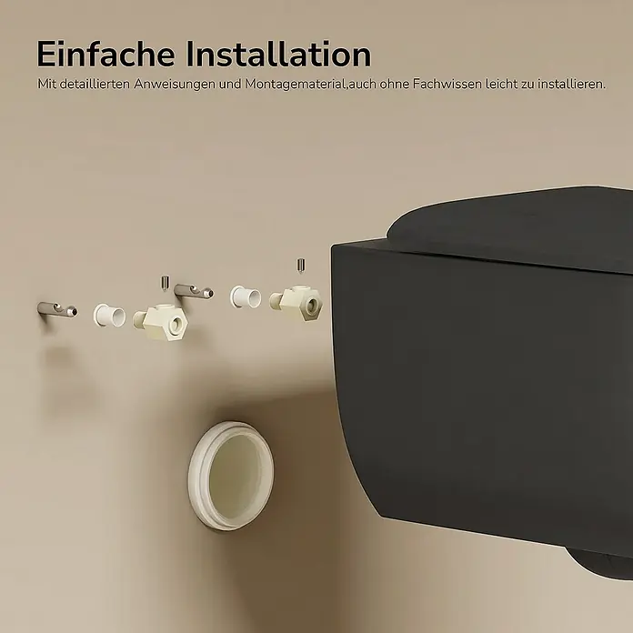Emke Wand-WC Nero - Spülrandlos, Mit schmutzabweisender Glasur, Schwarz