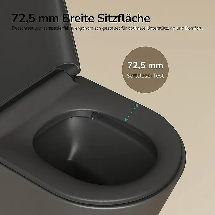 Emke Wand-WC Luno - Spülrandlos, Mit schmutzabweisender Glasur, Schwarz
