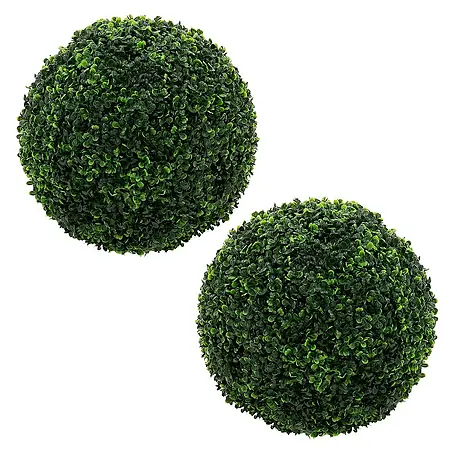 ML-Design  Kunstpflanze Buchsbaumkugel Pflegeleichte 2er Set Deko Ø35 cm für Innen & Außen