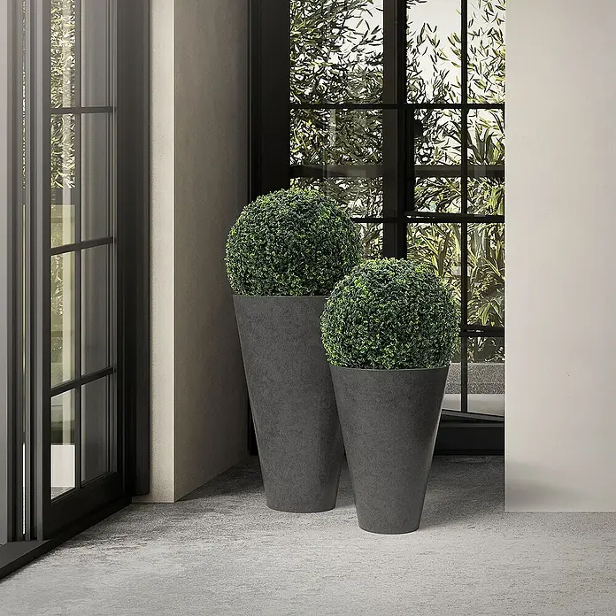 ML-Design Kunstpflanze Buchsbaumkugel Pflegeleichte 2er Set Deko Ø35 cm für Innen & Außen - Höhe: 35 cm, Blütenfarbe: Grün, Kunststoff