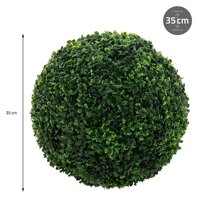 ML-Design Kunstpflanze Buchsbaumkugel Pflegeleichte 2er Set Deko Ø35 cm für Innen & Außen - Höhe: 35 cm, Blütenfarbe: Grün, Kunststoff