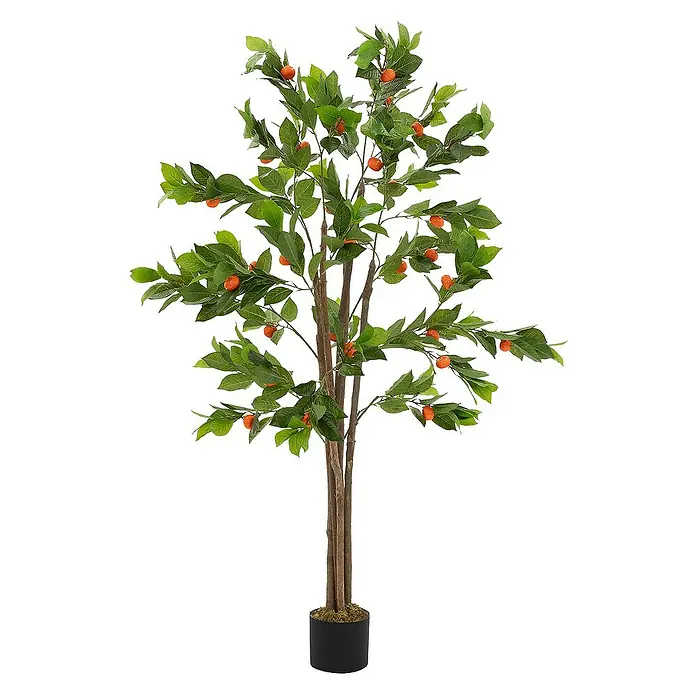 ML-Design Kunstpflanze Orangenbaum Pflegeleichte Kunstbaum 160 cm für Innen & Außen im Topf - Höhe: 160 cm, Blütenfarbe: Orange, Kunststoff