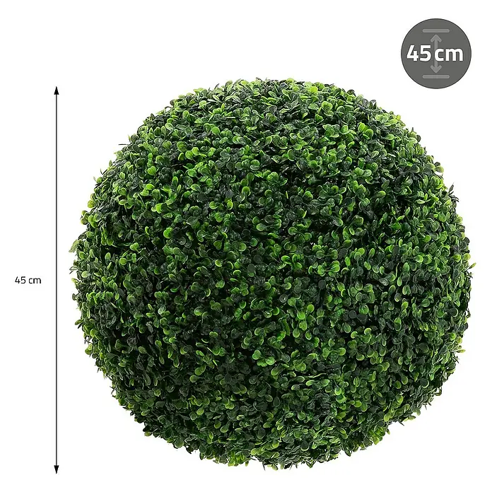 ML-Design Kunstpflanze Buchsbaumkugel Pflegeleichte 2er Set Deko Ø45 cm für Innen & Außen - Blütenfarbe: Grün, Kunststoff