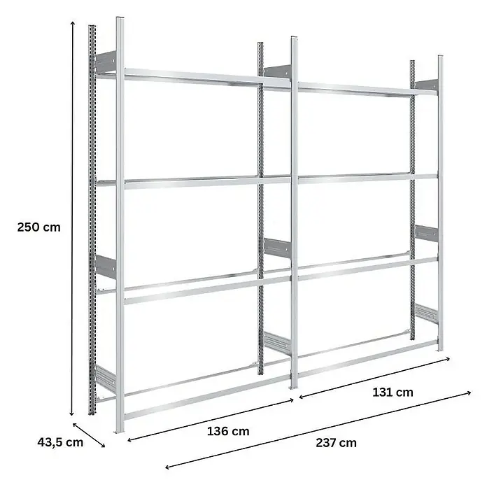 Proregal Reifenregal TIRE PRO - H x B x T: 250 x 260 x 43 cm, Stecken, Verzinkt