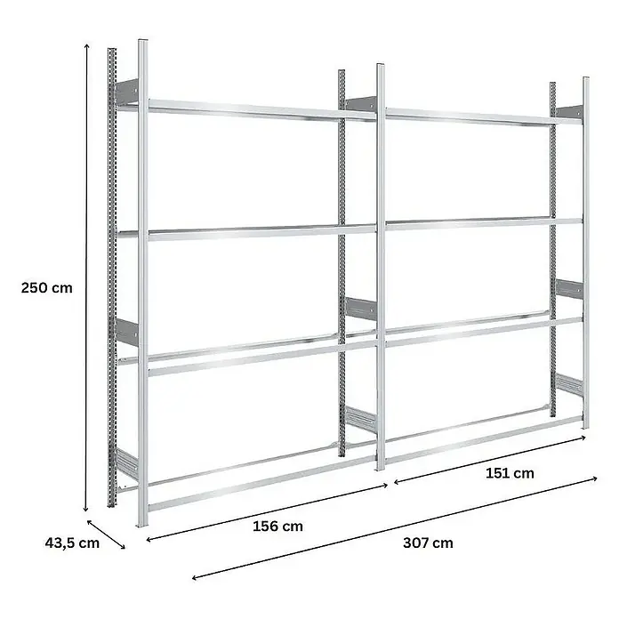 Proregal Reifenregal TIRE PRO - H x B x T: 250 x 300 x 43 cm, Stecken, Verzinkt