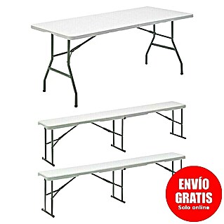 Set de muebles de jardín Every (3 pzs., Acero/HDPE, Blanco roto)