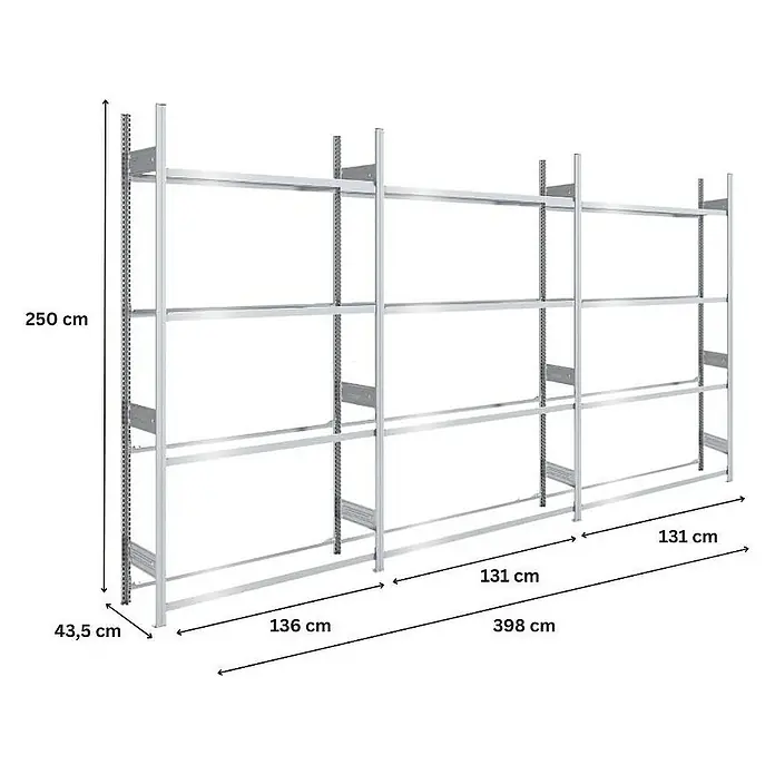 Proregal Reifenregal TIRE PRO - H x B x T: 250 x 390 x 43 cm, Stecken, Verzinkt