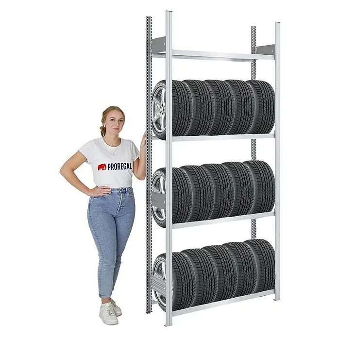 Proregal Reifenregal TIRE PRO - H x B x T: 250 x 100 x 43 cm, Stecken, Verzinkt