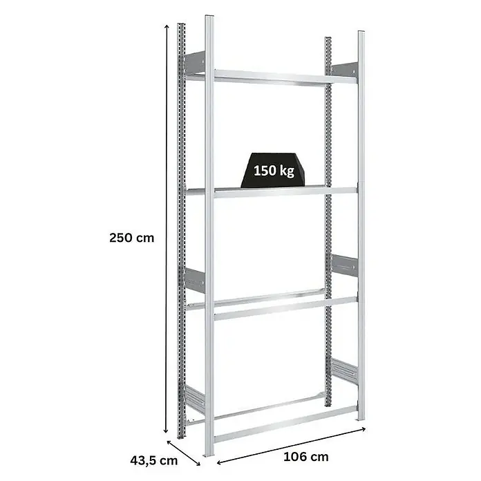 Proregal Reifenregal TIRE PRO - H x B x T: 250 x 100 x 43 cm, Stecken, Verzinkt