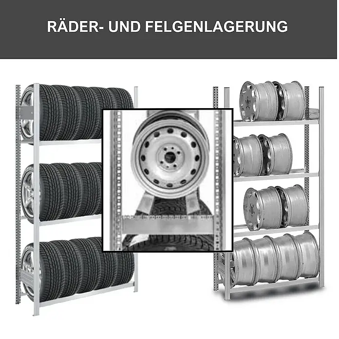 Proregal Reifenregal TIRE PRO - H x B x T: 250 x 100 x 43 cm, Stecken, Verzinkt