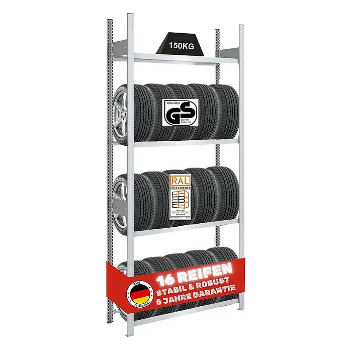 Proregal Reifenregal TIRE PRO - H x B x T: 250 x 100 x 43 cm, Stecken, Verzinkt