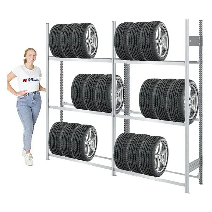 Proregal Reifenregal TIRE PRO - H x B x T: 200 x 300 x 43 cm, Stecken, Verzinkt