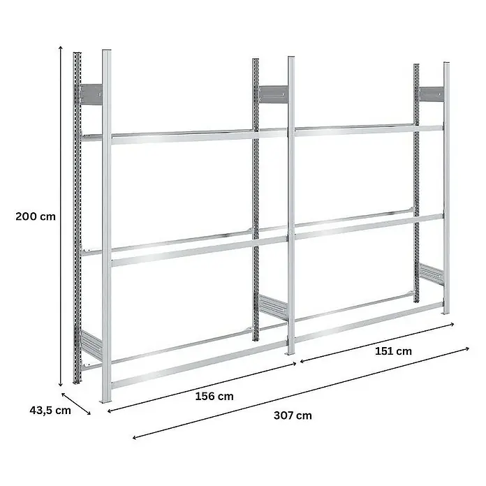 Proregal Reifenregal TIRE PRO - H x B x T: 200 x 300 x 43 cm, Stecken, Verzinkt