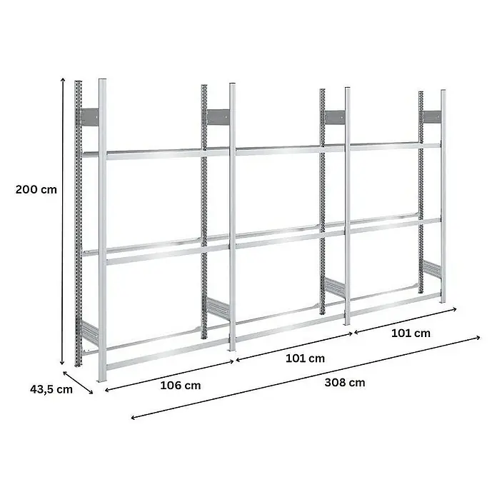 Proregal Reifenregal TIRE PRO - H x B x T: 200 x 300 x 43 cm, Stecken, Verzinkt