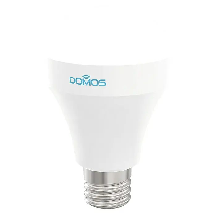 Bombilla LED RGBW inteligente con WiFi Domos - Potencia: 7 W, Zócalo: E27, Color de luz: RGBW - Bombilla LED inteligente DOMOS con base E27. Bombilla de eficiencia energética para sistemas domóticos con control inalámbrico.