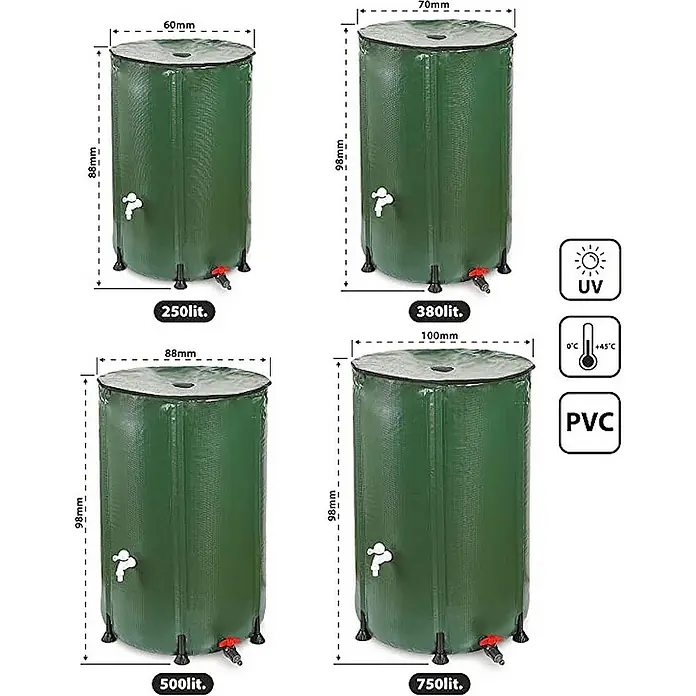 Proregal Regentonne RENATA faltbar, grün und aus UV-stabilem PVC - 380 l, Grün, 1 Stk.