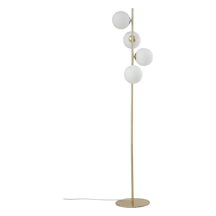Lucande Stehleuchte Isandro - messing / gold, weiß / opal, G9