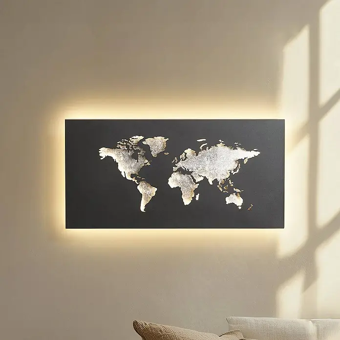 Lucande Wandleuchte World - L x B x H: 4,6 x 60 x 30 cm, schwarz