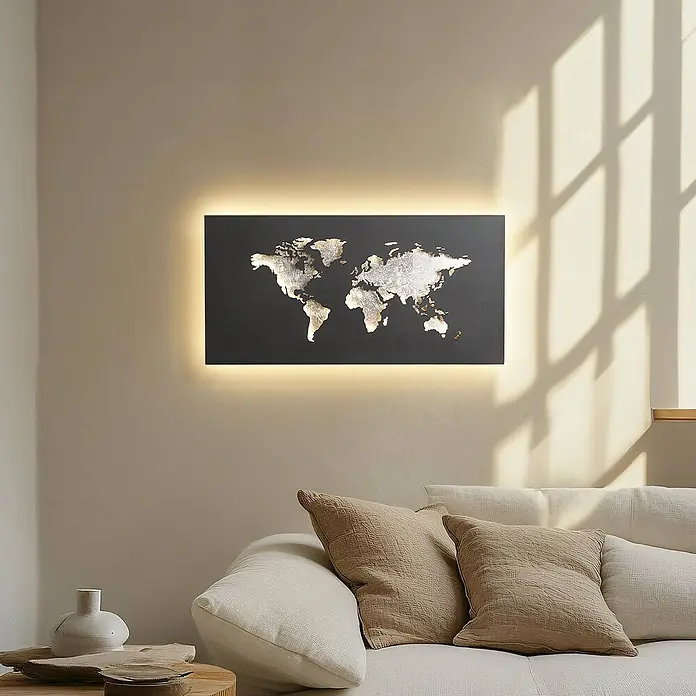 Lucande Wandleuchte World - L x B x H: 4,6 x 60 x 30 cm, schwarz
