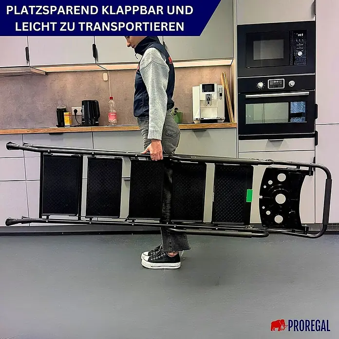 Proregal Klapptritt Profi-Trittleiter klappbar - Anzahl Tritte: 5 Stk., Belastbarkeit: 150 kg, Stahl